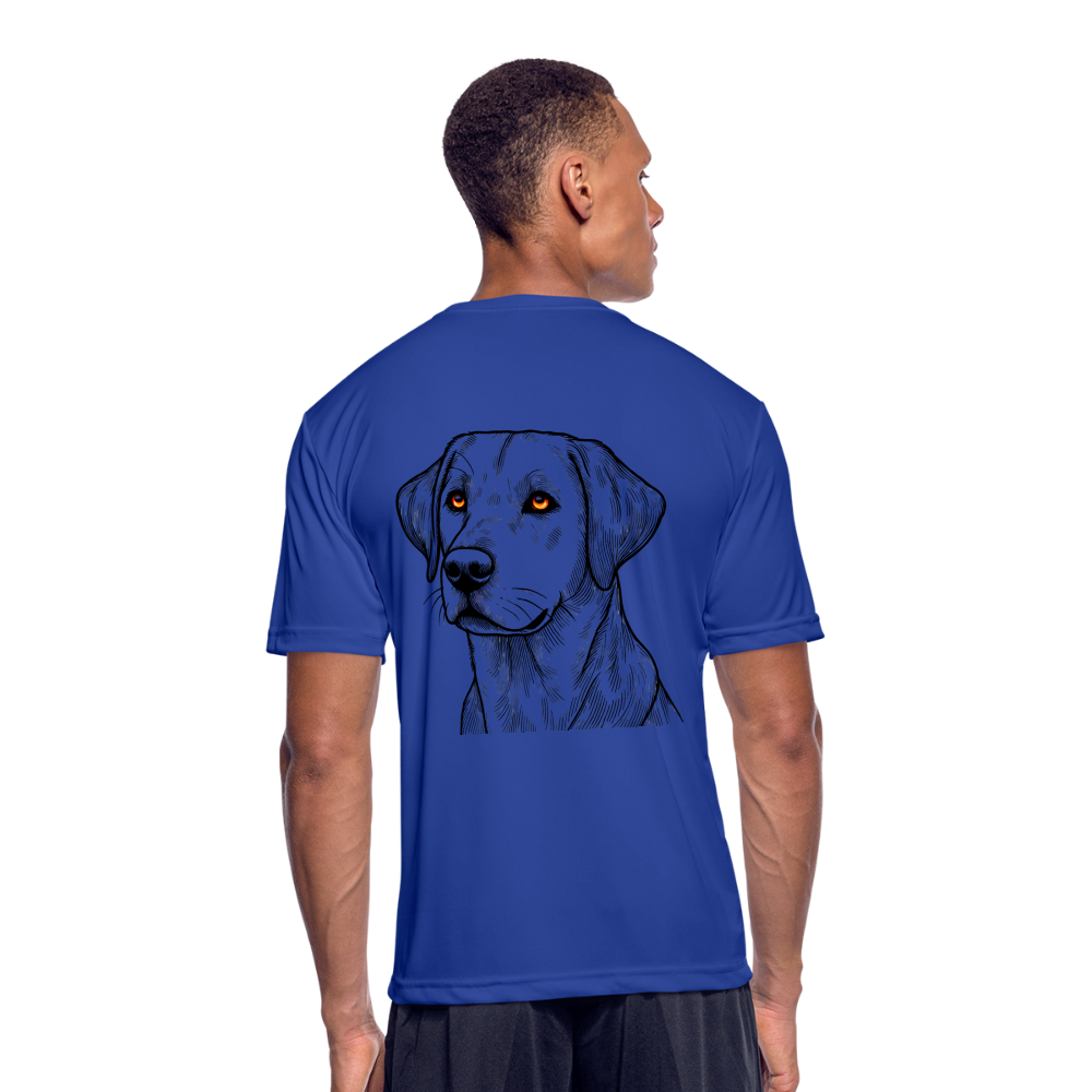 Men’s Fine Line Labrador Graphic Moisture Wicking Performance T-Shirt with Logo - royal blue