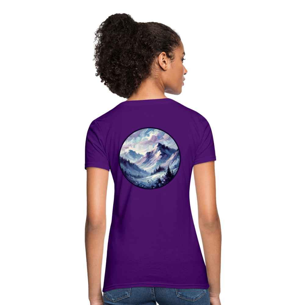 Women's Lavender Blue Mountain Range T-Shirt with Logo - purple