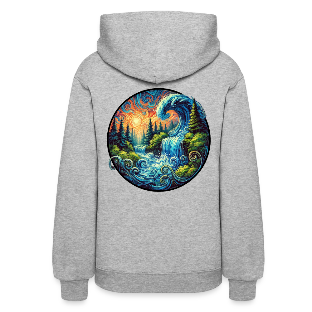 Women's Waterfall Graphic Hoodie with Logo - heather gray