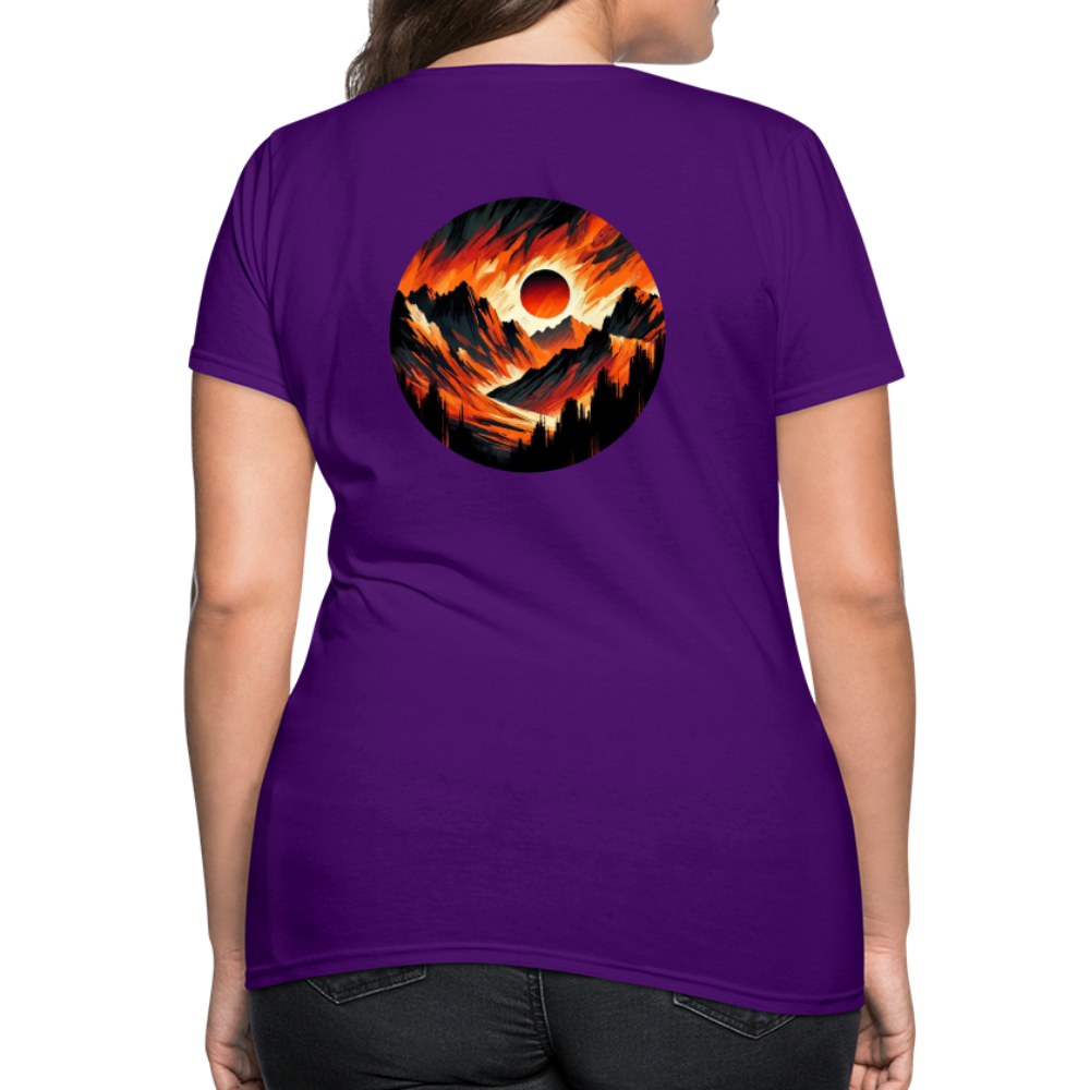 Women's Orange and Black Mountain Range T-Shirt with Logo - purple