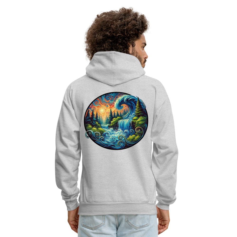 Men's Waterfall Graphic Hoodie with Logo - ash 