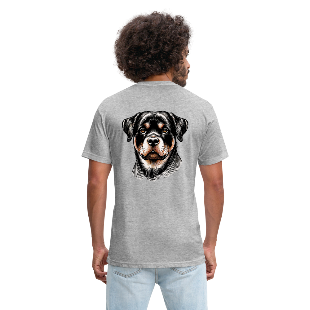 Fine Line Rottweiler Graphic Unisex Fitted Cotton/Poly T-Shirt with Logo - heather gray