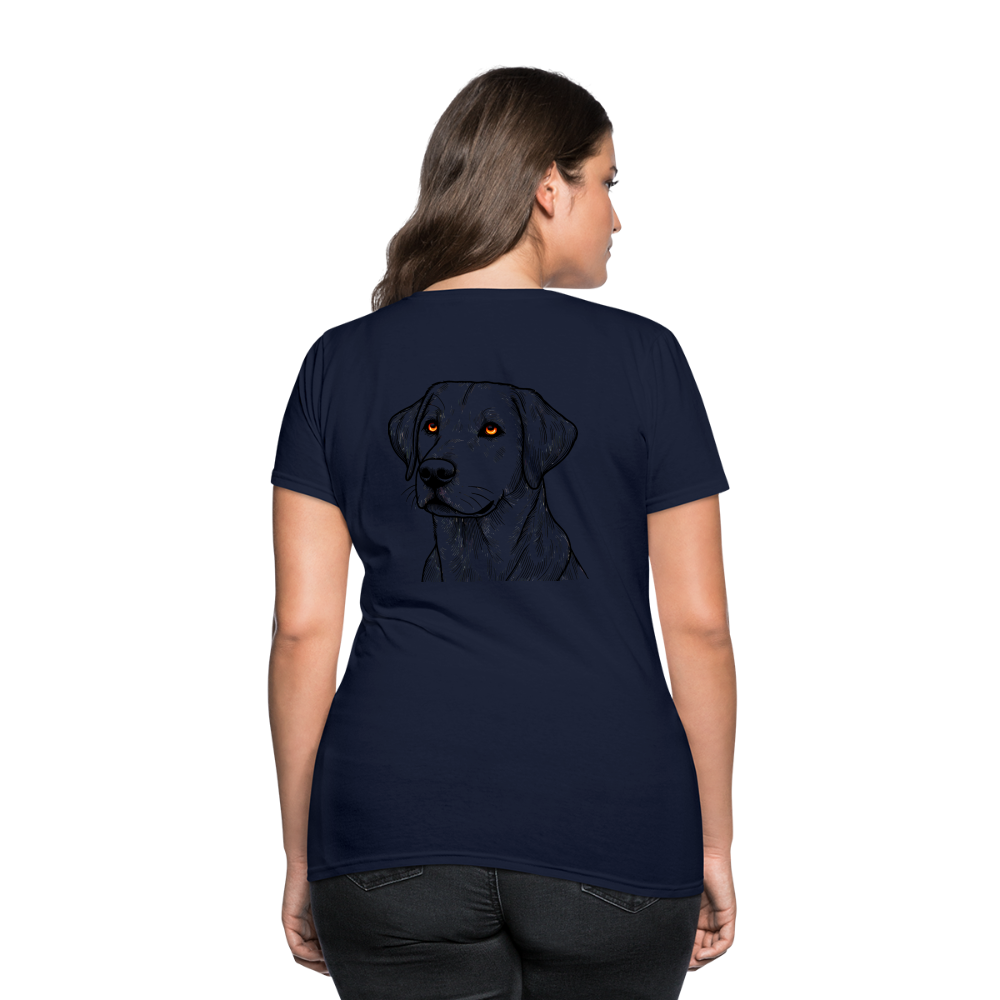 Women's Fine Line Labrador Graphic T-Shirt with Logo - navy