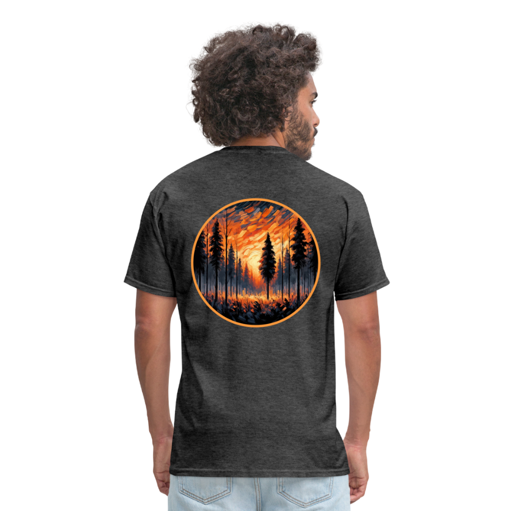 Orange Forest Sunset Unisex Classic T-Shirt with Logo - heather black