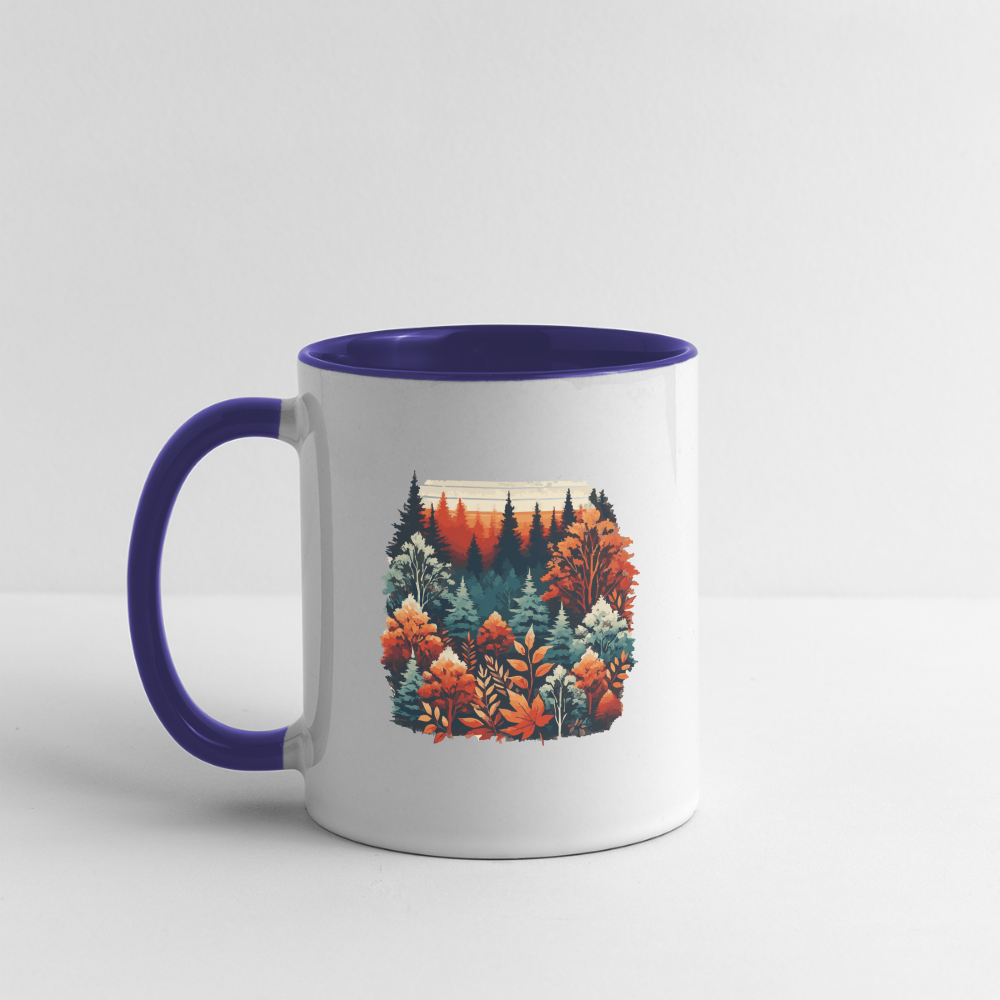 Autumn Leaves: Contrast Mug - white/cobalt blue