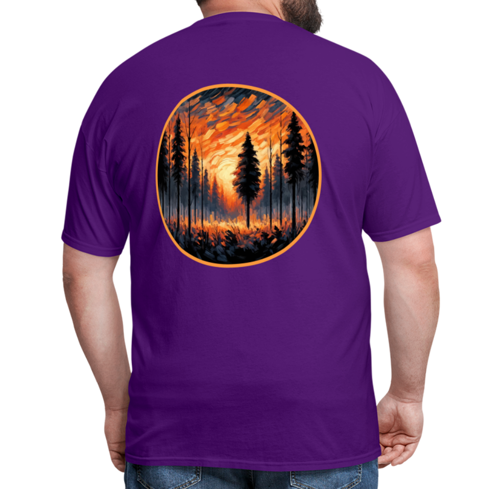 Orange Forest Sunset Unisex Classic T-Shirt with Logo - purple