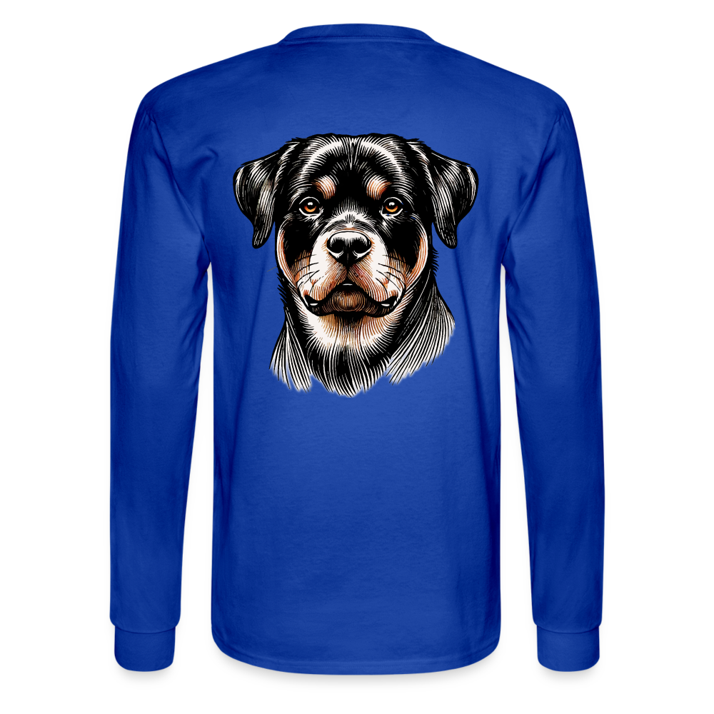 Men's Fine Line Rottweiler Graphic Long Sleeve Shirt with Logo - royal blue