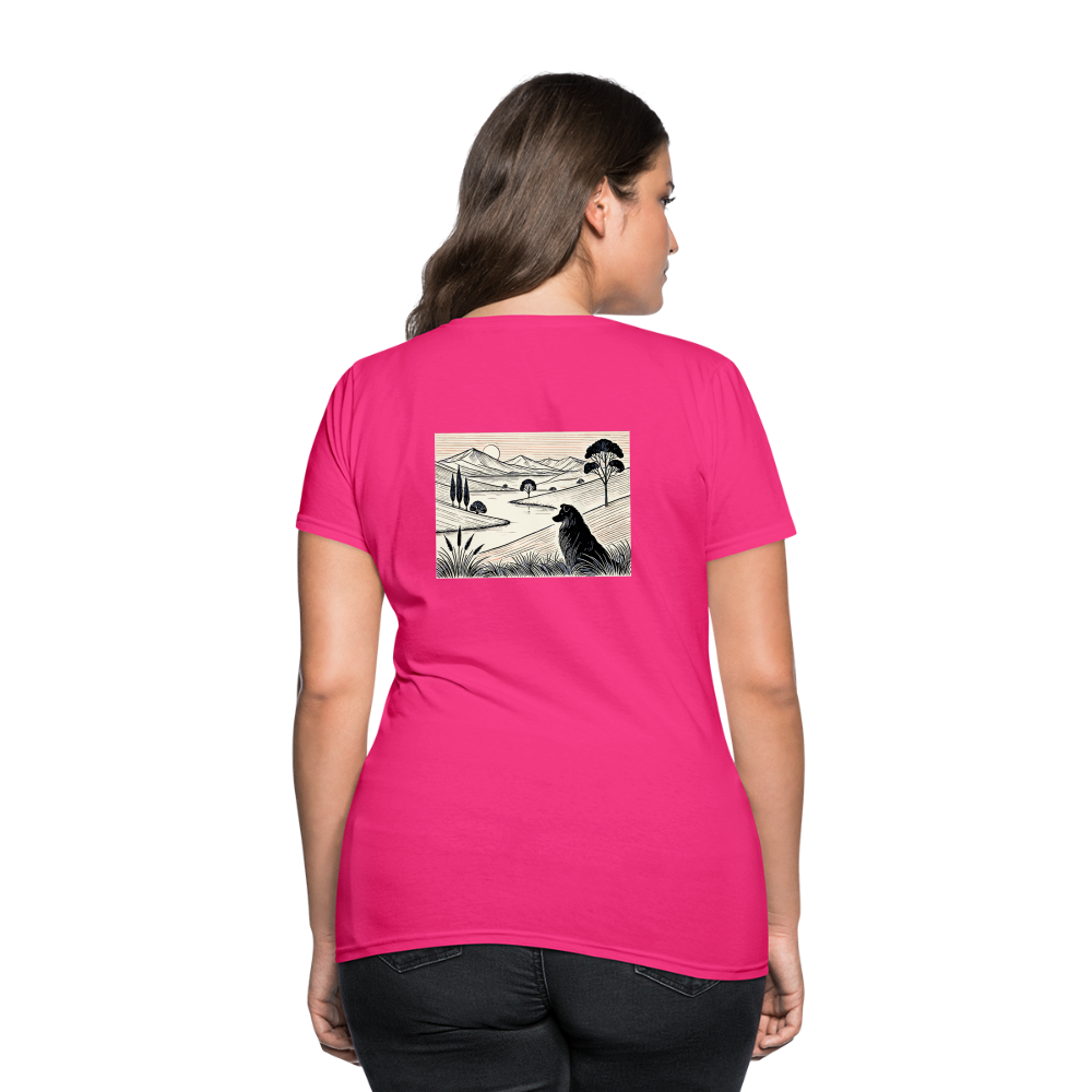 Women's Australian Shepherd Prairie T-Shirt with Logo - fuchsia