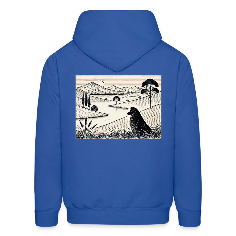 Men's Australian Shepherd Prairie Graphic Hoodie with Logo - royal blue