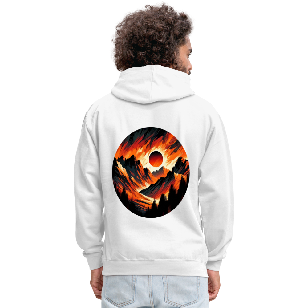 Orange and Black Mountain Range Graphic Unisex Contrast Hoodie with Logo - white/gray