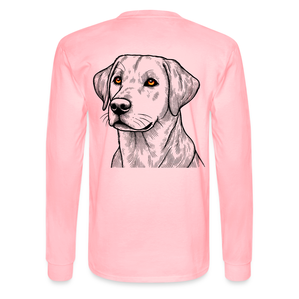 Men's Fine Line Labrador Graphic Long Sleeve Shirt with Logo - pink