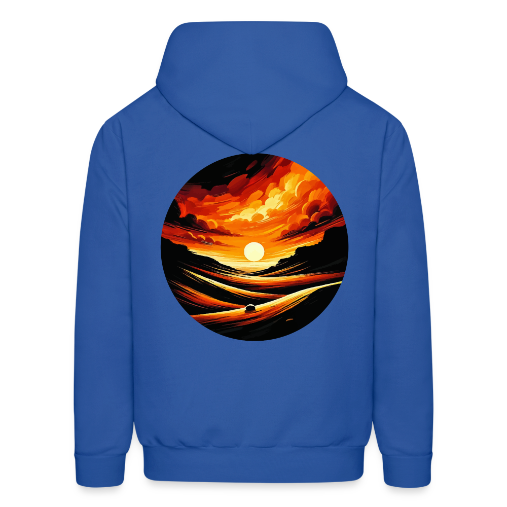 Men's Desert Sunset Graphic Hoodie with Logo - royal blue