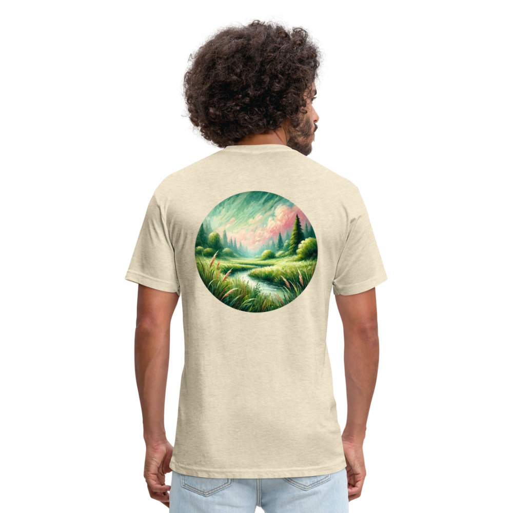 Meadow Graphic Unisex Fitted Cotton/Poly T-Shirt with Logo - heather cream