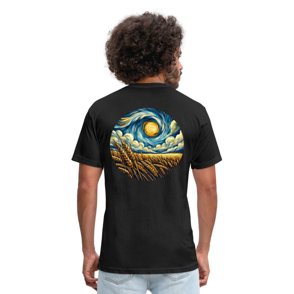 Wheat Field Graphic Unisex Fitted Cotton/Poly T-Shirt with Logo - black