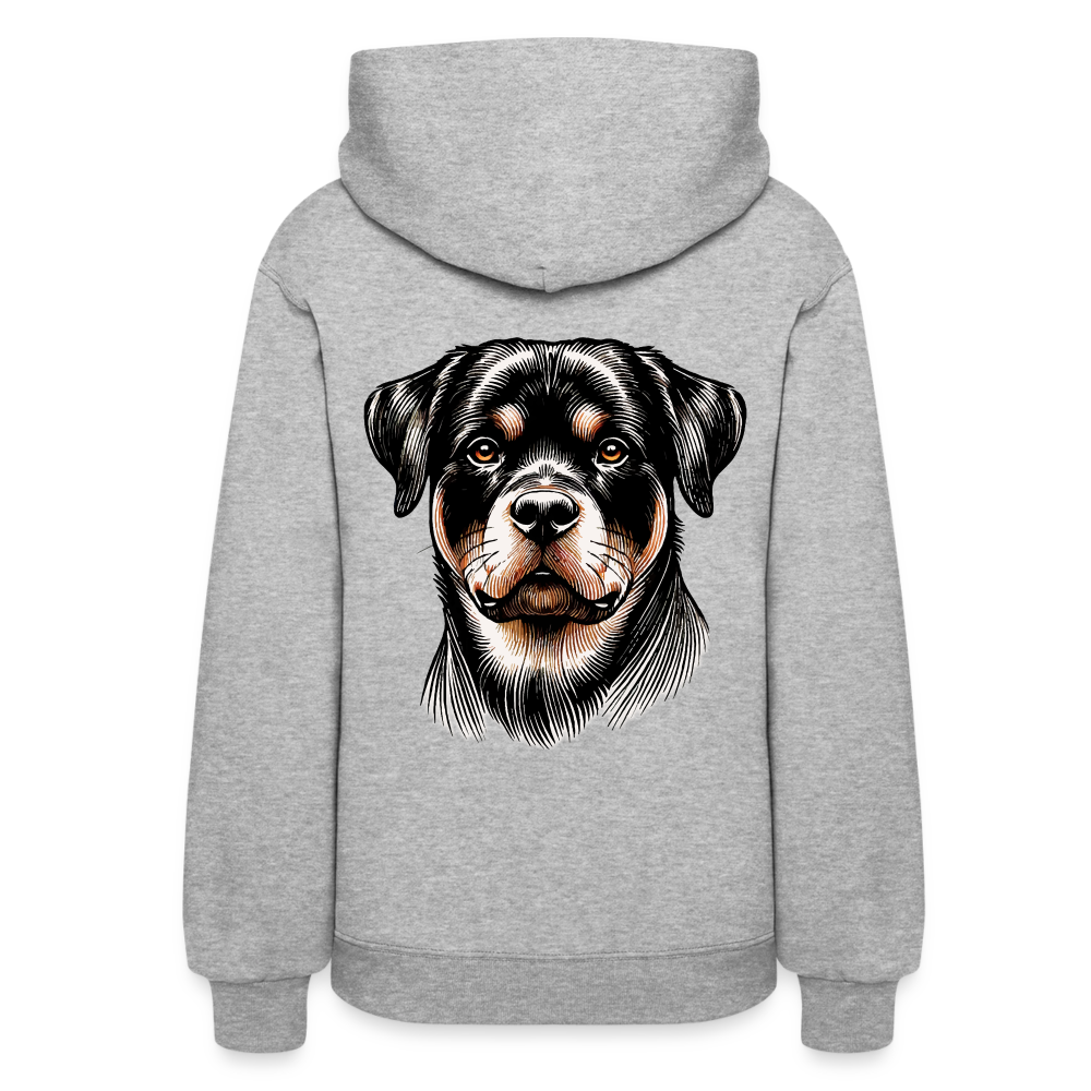 Women's Fine Line Rottweiler Graphic Hoodie with Logo - heather gray