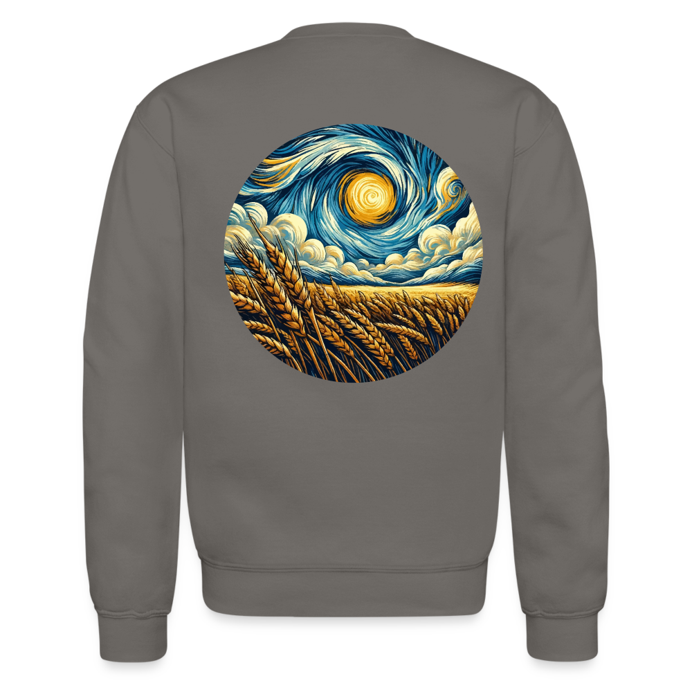 Wheat Field Graphic Crewneck Sweatshirt with Logo - asphalt gray