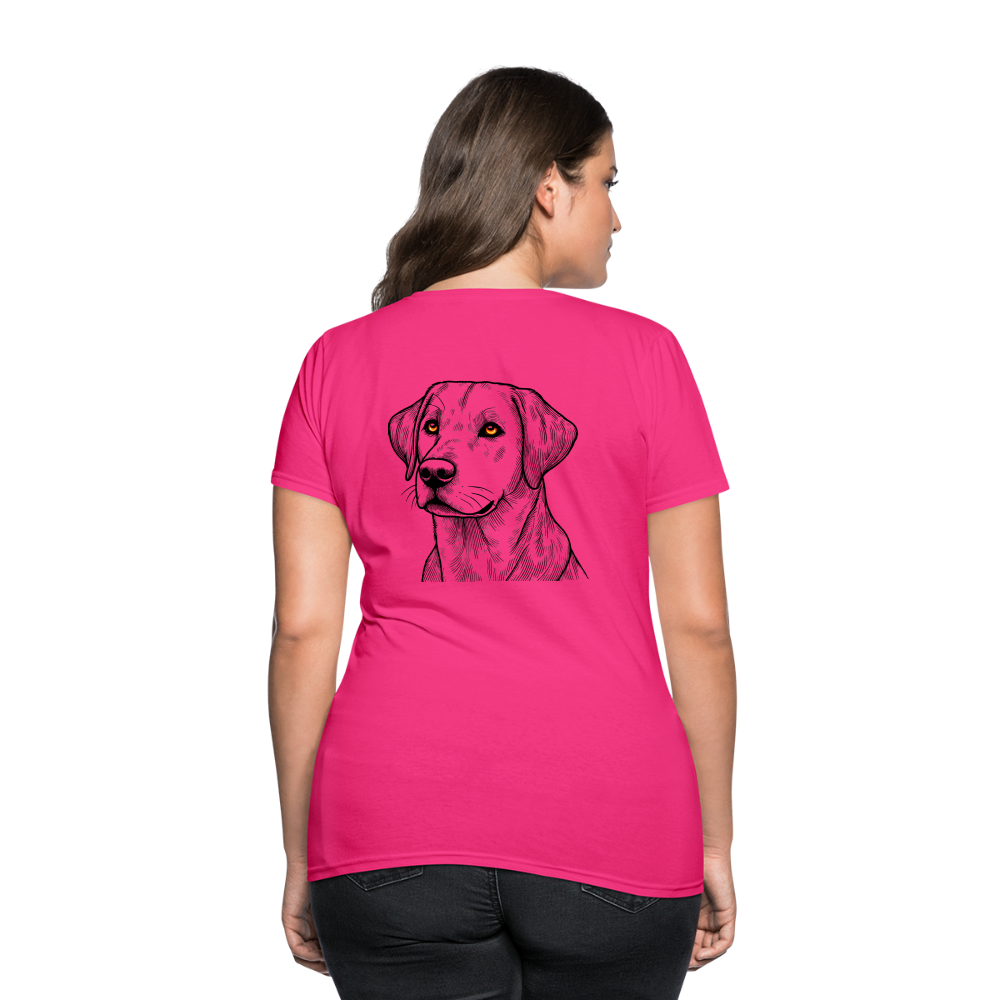 Women's Fine Line Labrador Graphic T-Shirt with Logo - fuchsia