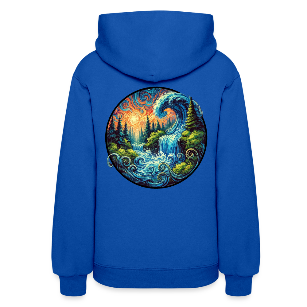 Women's Waterfall Graphic Hoodie with Logo - royal blue