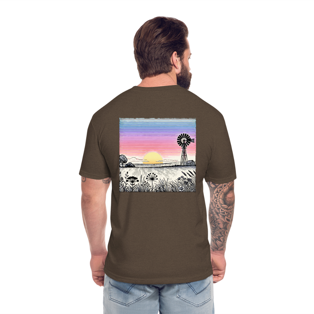 Colored Prairie Landscape Graphic Unisex Fitted Cotton/Poly T-Shirt with Logo - heather espresso