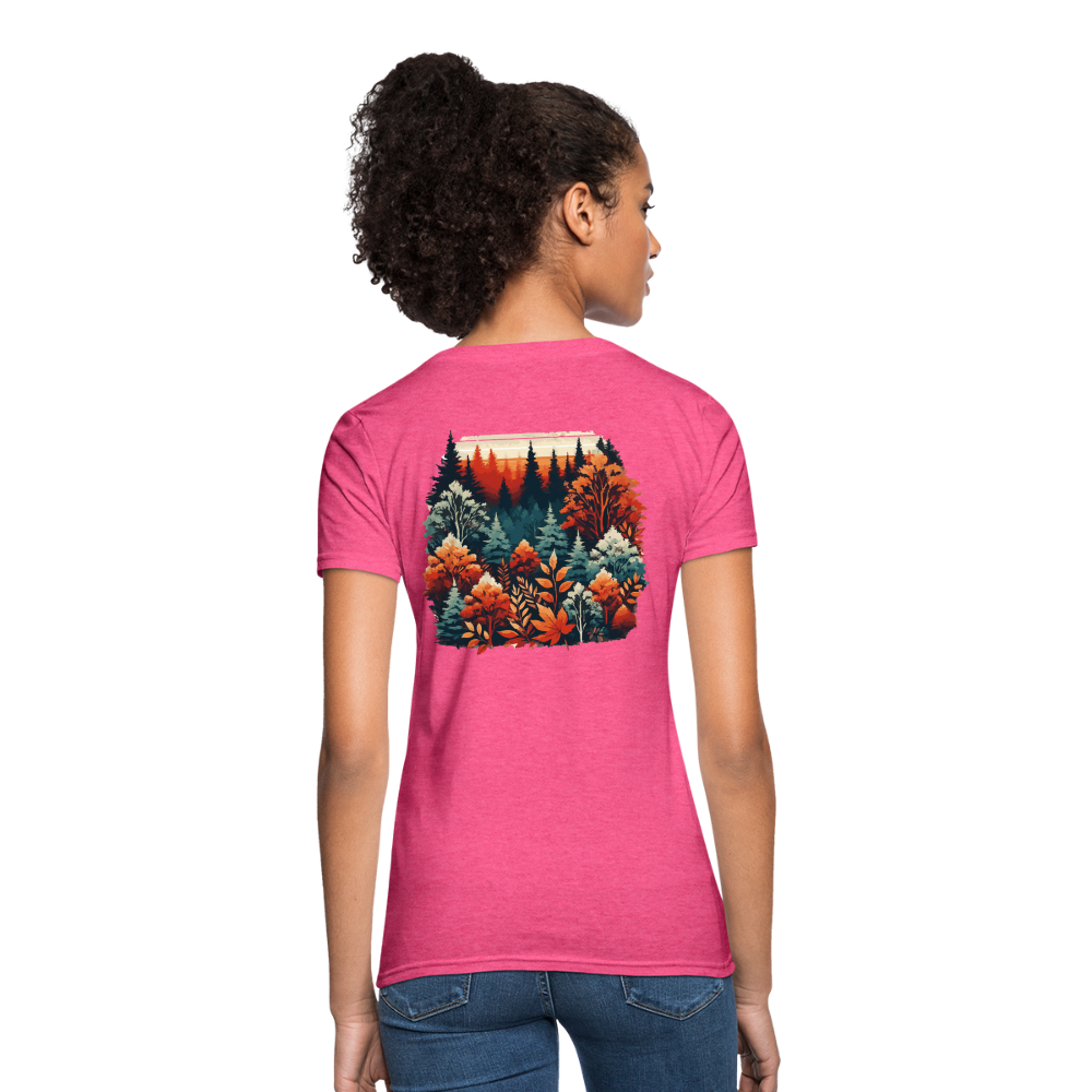 Women's Autumn Leaves Graphic T-Shirt with Logo - heather pink