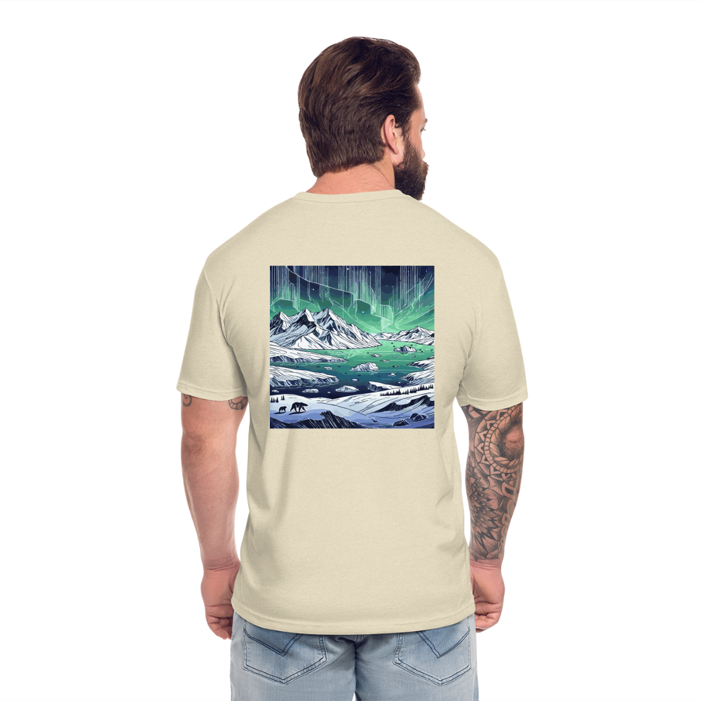 Colored Northern Lights Arctic Landscape Graphic Unisex Fitted Cotton/Poly T-Shirt with Logo - heather cream