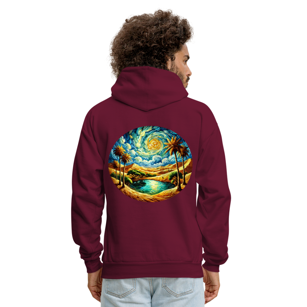 Men's Desert Oasis Graphic Hoodie with Logo - burgundy