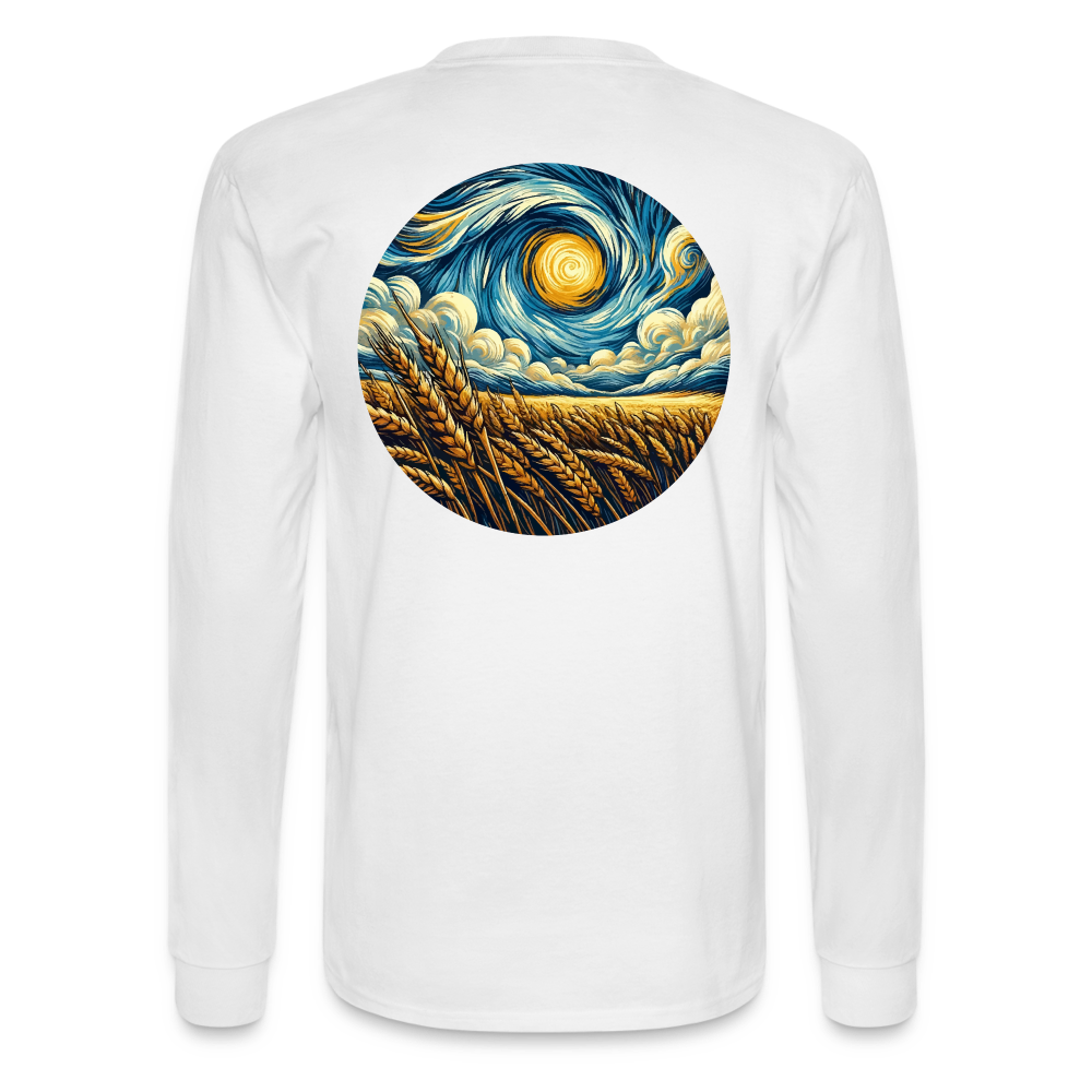 Men's Wheat Field Graphic Long Sleeve Shirt with Logo - white