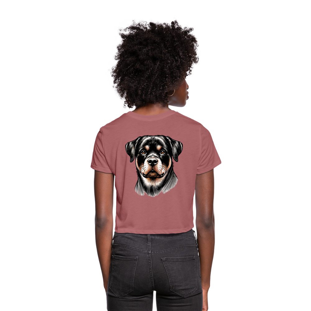 Women's Fine Line Rottweiler Graphic Cropped T-Shirt with Logo - mauve