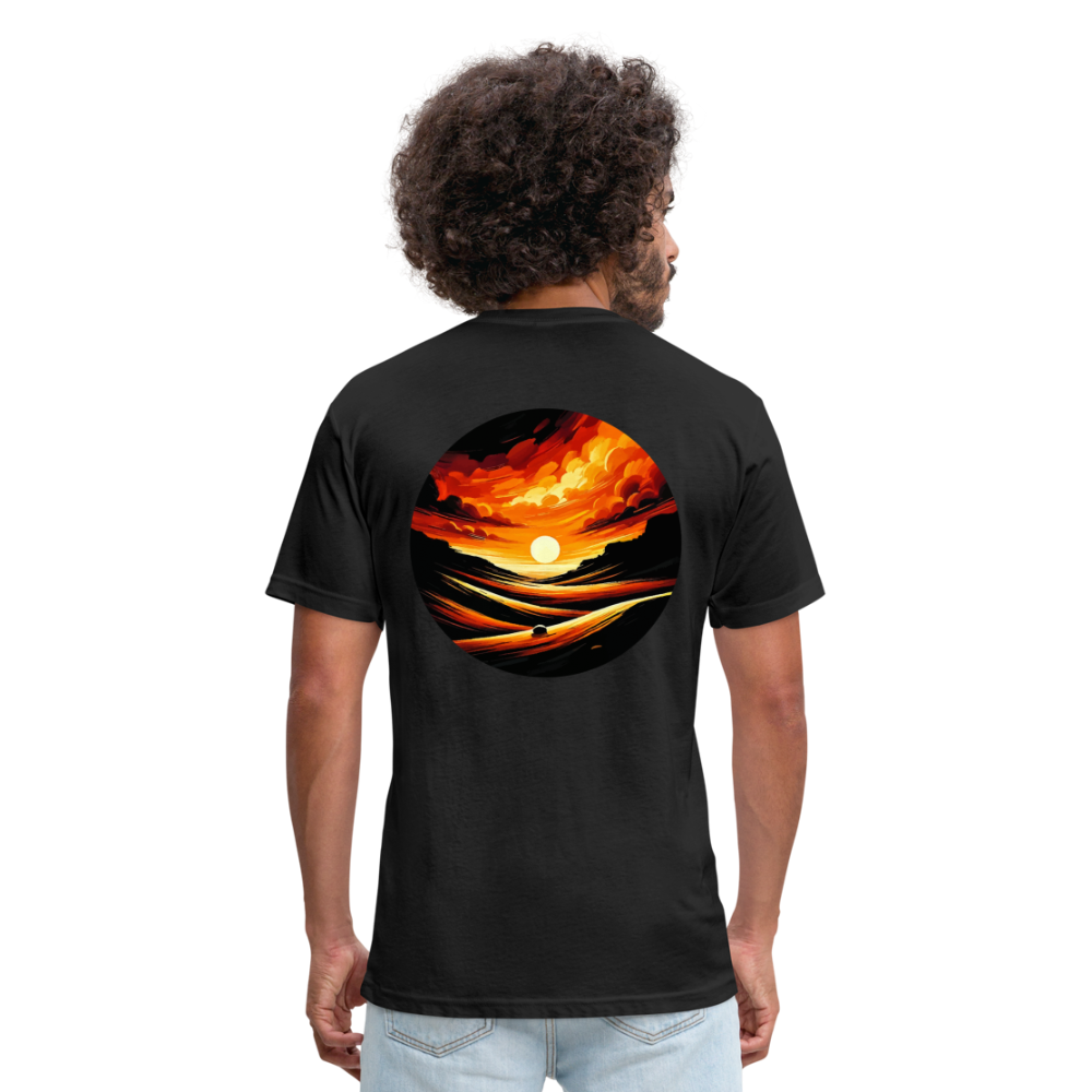 Desert Sunset Graphic Unisex Fitted Cotton/Poly T-Shirt with Logo - black