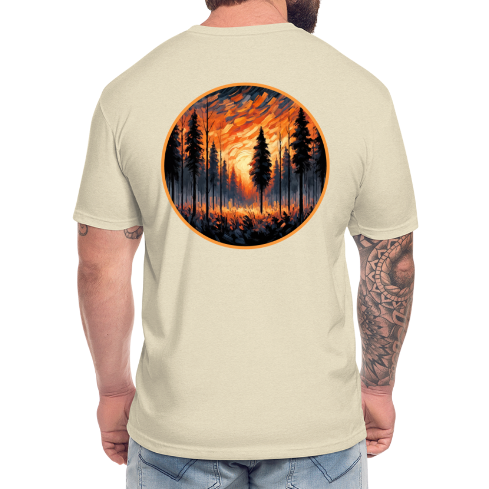 Orange Forest Sunset Graphic Unisex Fitted Cotton/Poly T-Shirt with Logo - heather cream