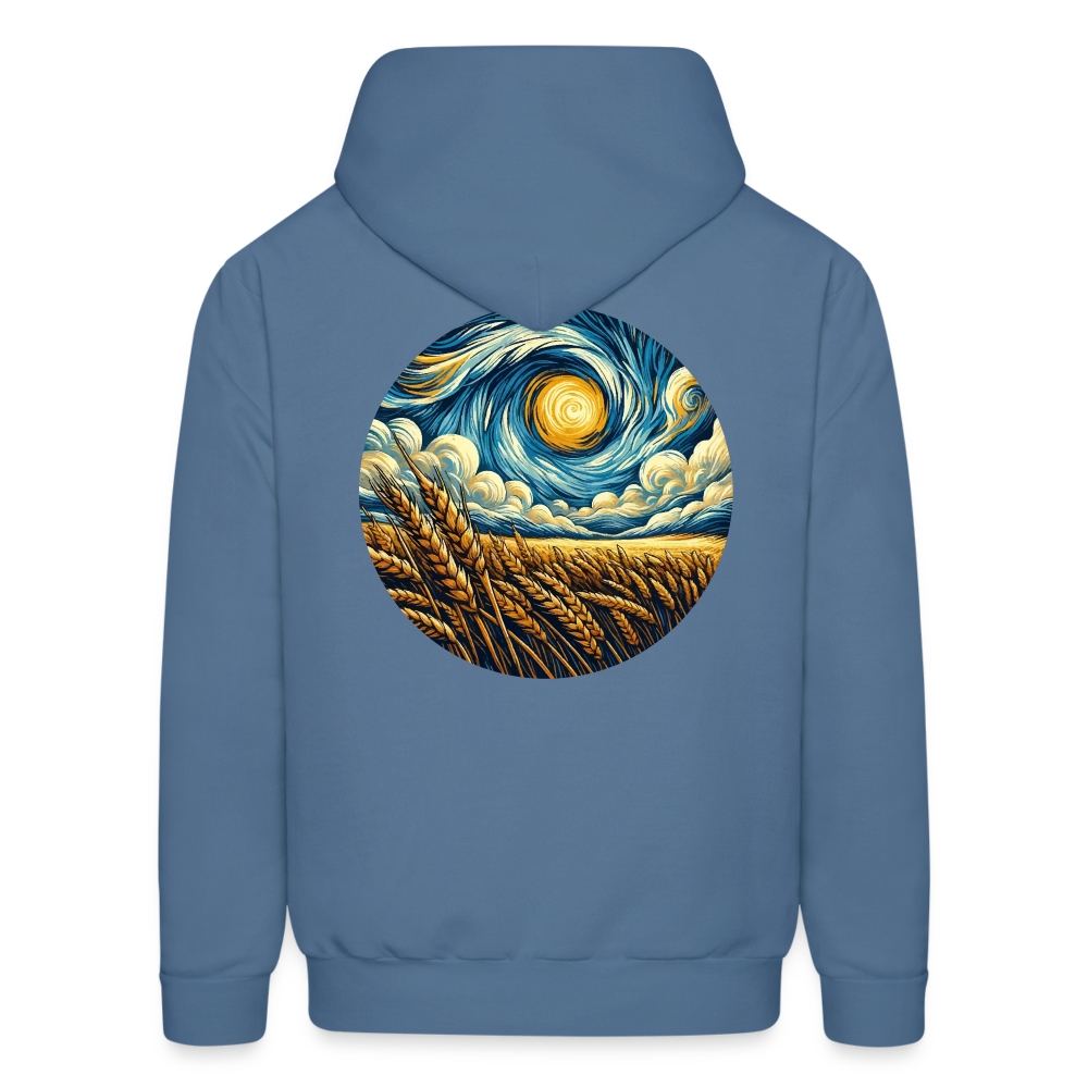 Men's Wheat Field Graphic Hoodie with Logo - denim blue