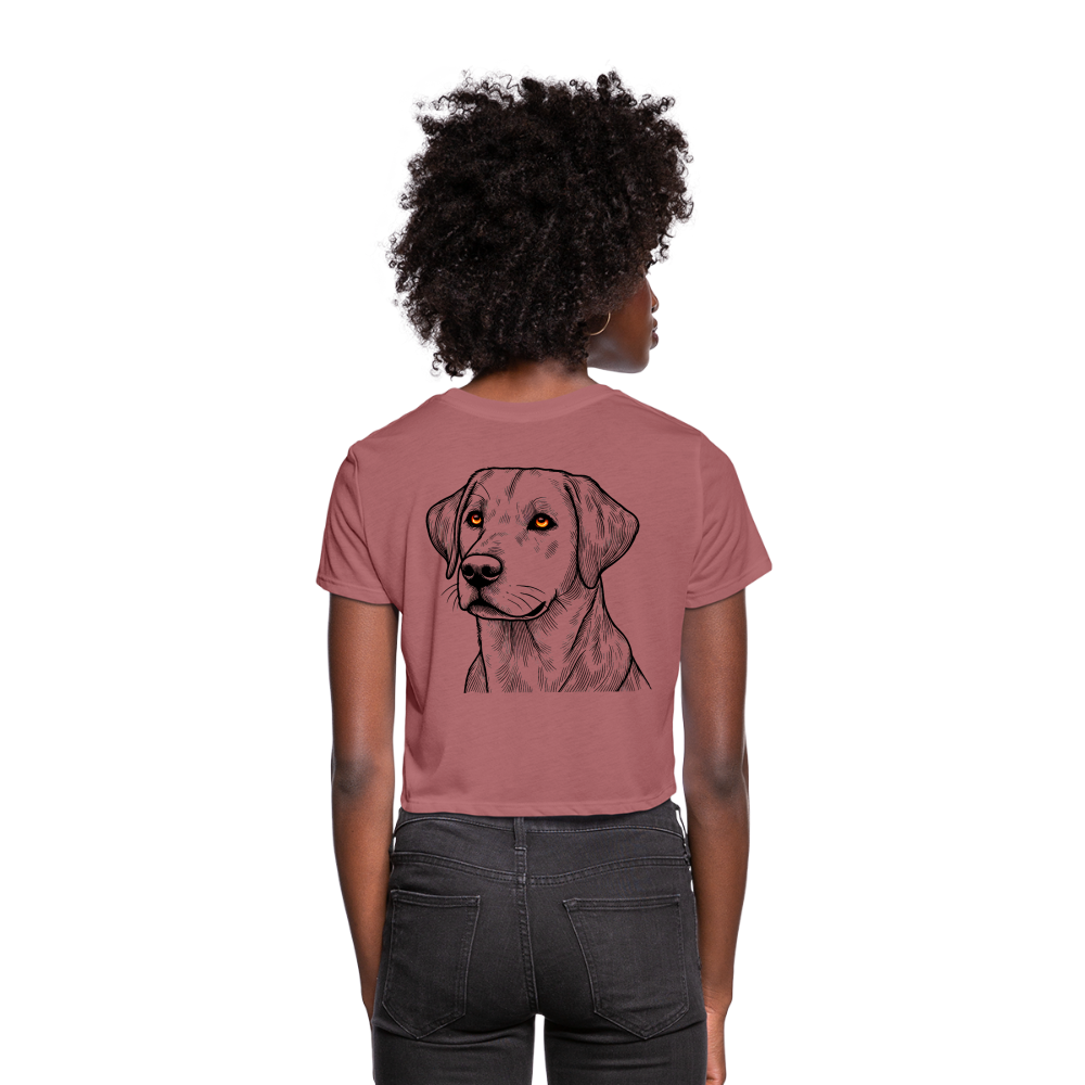 Women's Fine Line Labrador Graphic Cropped T-Shirt with Logo - mauve