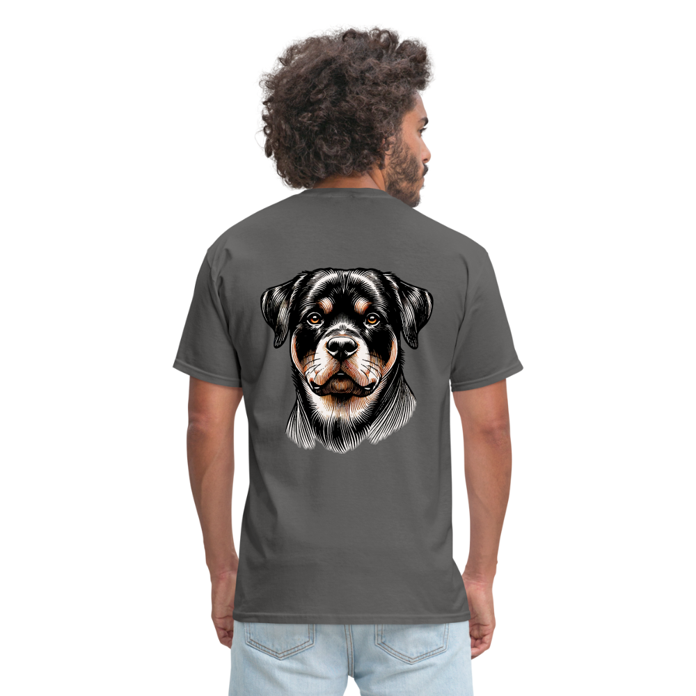 Fine Line Rottweiler Graphic Unisex Classic T-Shirt with Logo - charcoal