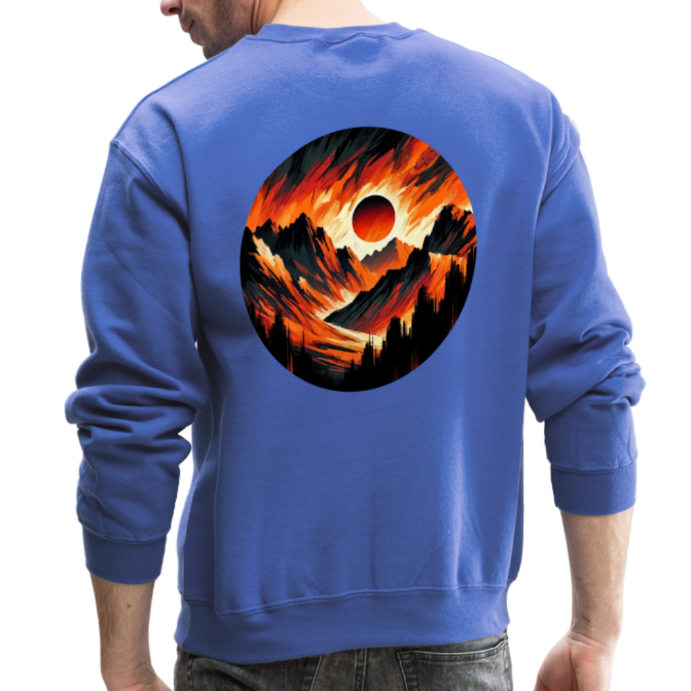 Orange and Black Mountain Range Crewneck Sweatshirt with Logo - royal blue