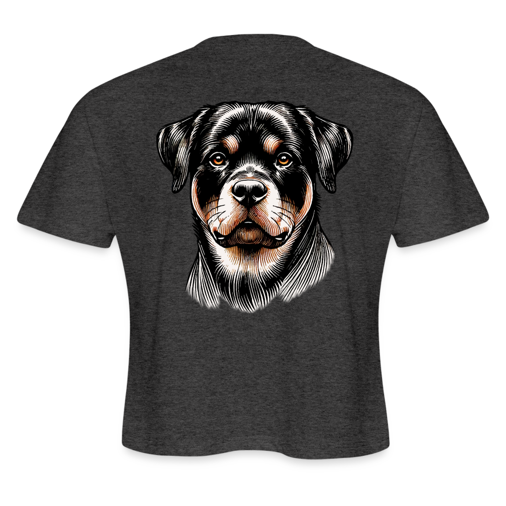 Women's Fine Line Rottweiler Graphic Cropped T-Shirt with Logo - deep heather