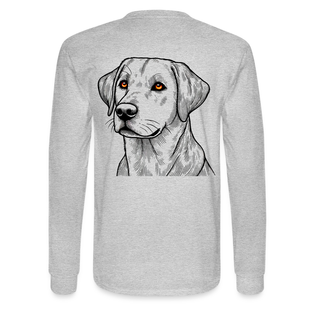 Men's Fine Line Labrador Graphic Long Sleeve Shirt with Logo - heather gray