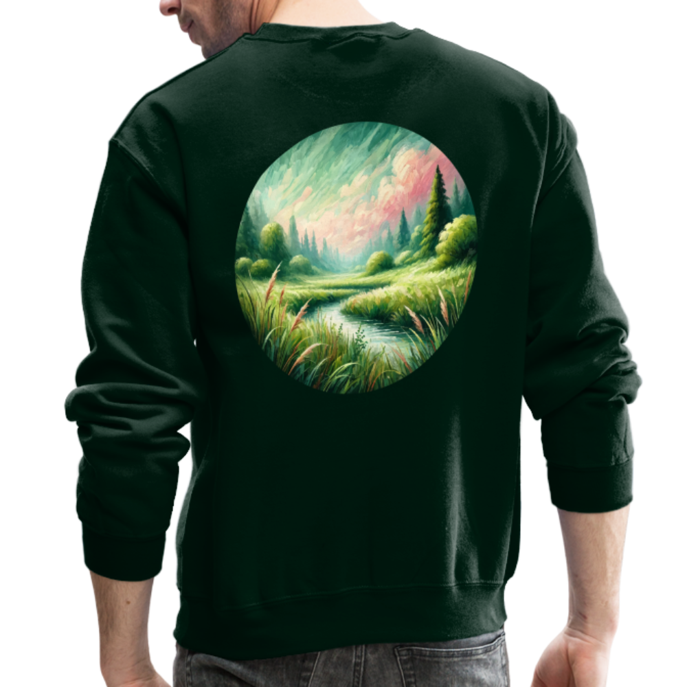 Meadow Graphic Crewneck Sweatshirt with Logo - forest green