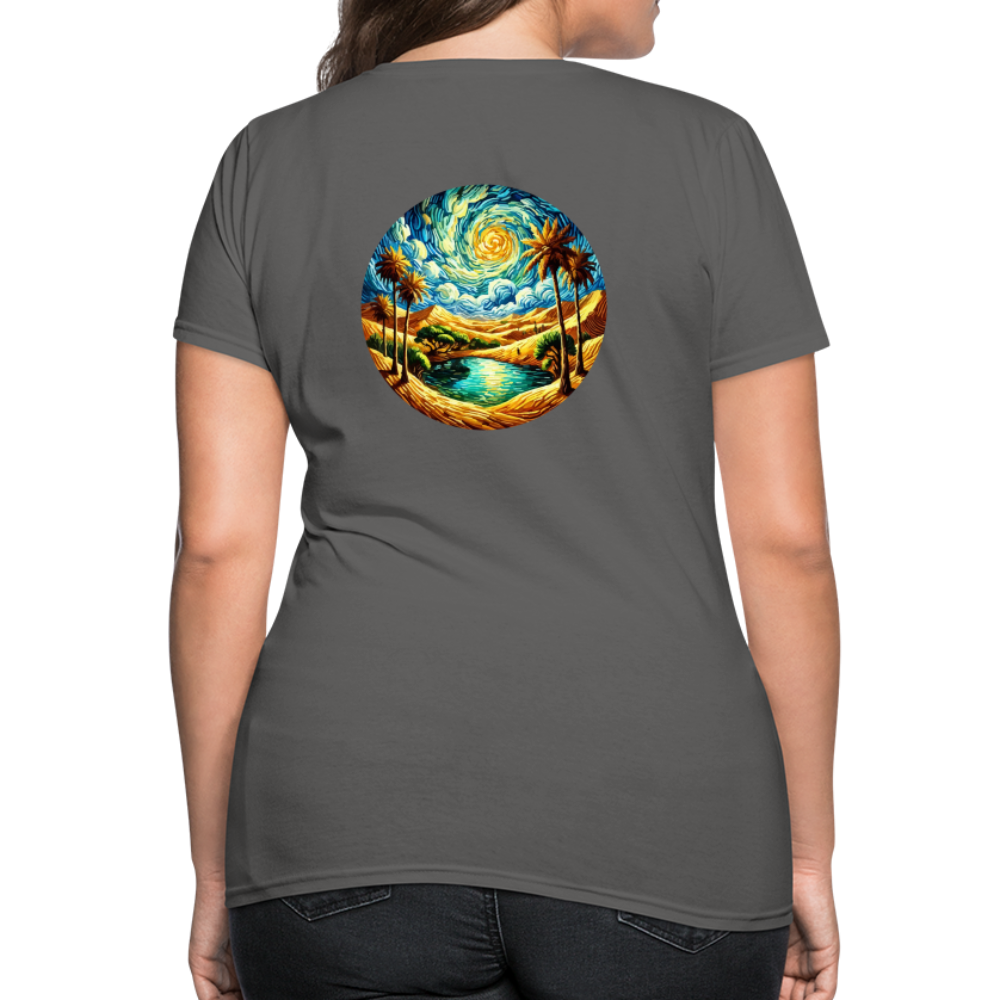 Women's Desert Oasis T-Shirt with Logo - charcoal