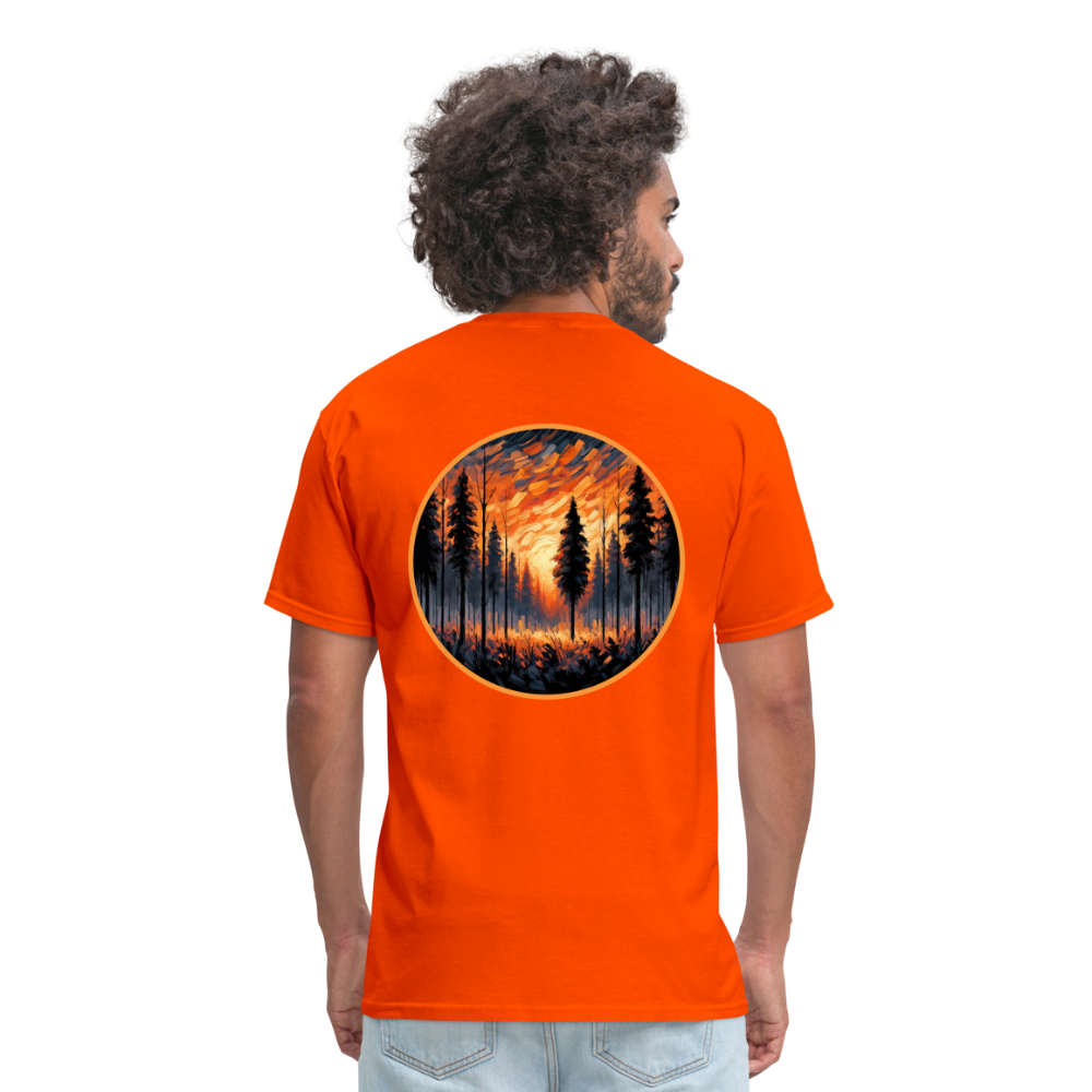 Orange Forest Sunset Unisex Classic T-Shirt with Logo - orange