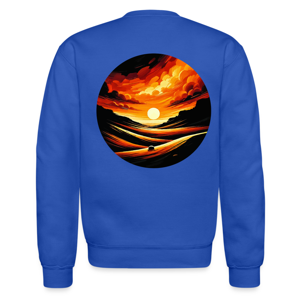 Desert Sunset Graphic Crewneck Sweatshirt with Logo - royal blue