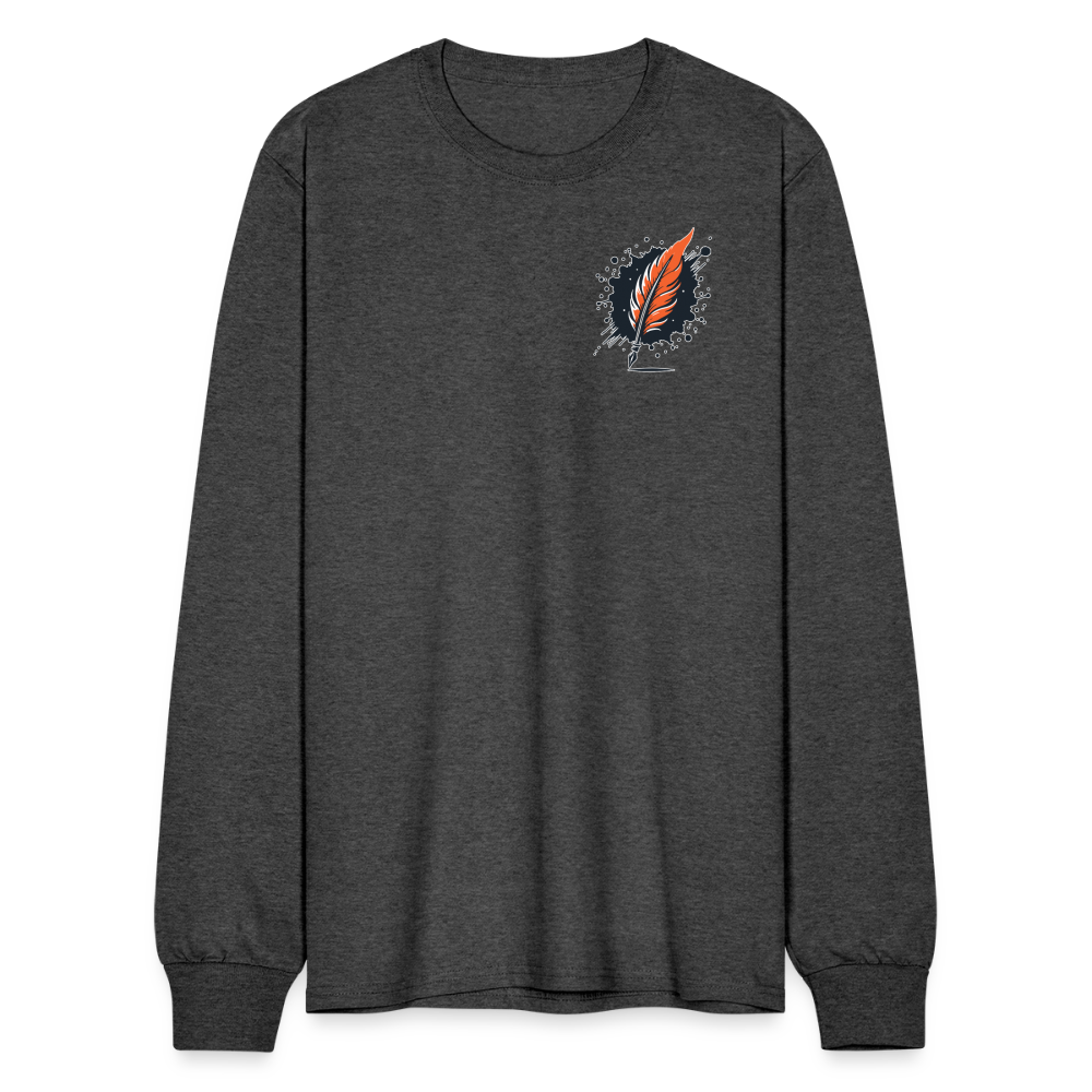 Men's Plain Long Sleeve Shirt with Logo - heather black