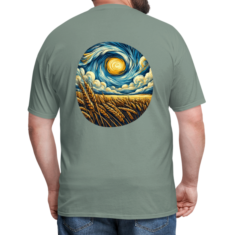 Wheat Field Graphic Unisex Classic T-Shirt with Logo - sage