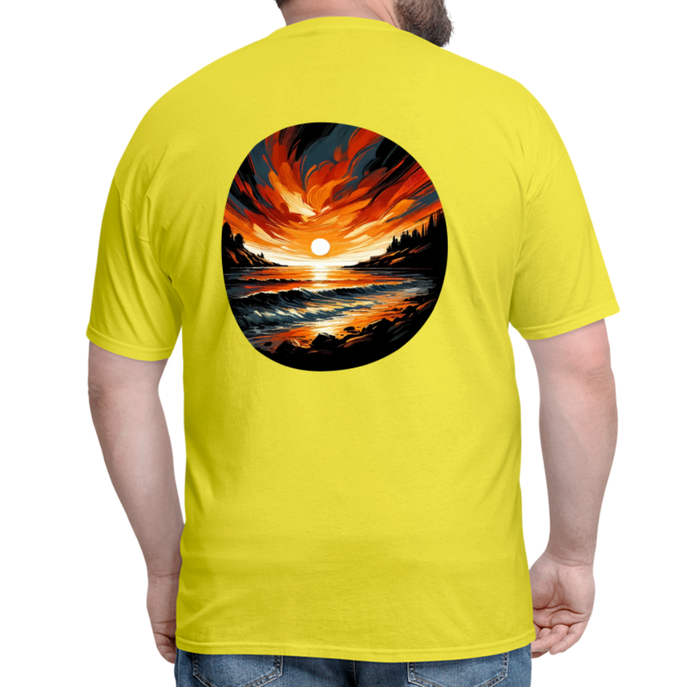 Beach Sunset Graphic Unisex Classic T-Shirt with Logo - yellow