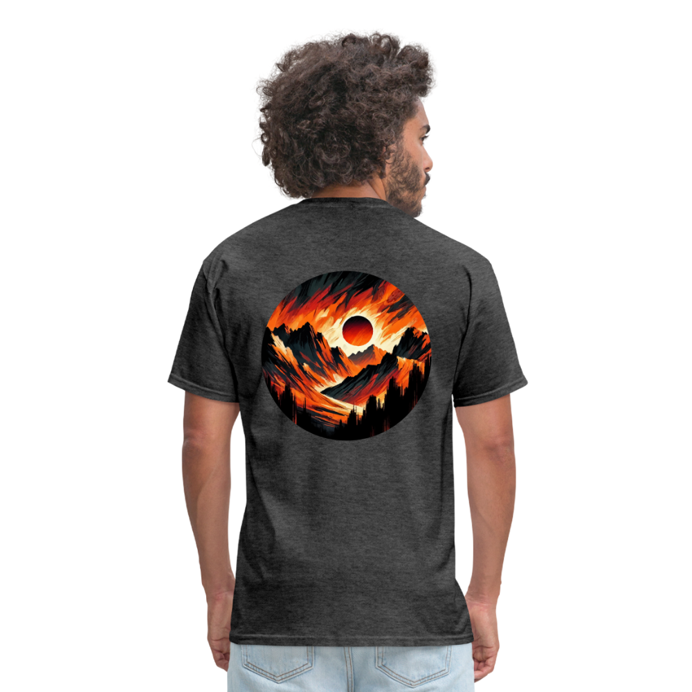 Orange and Black Mountain Range Unisex Classic T-Shirt with Logo - heather black