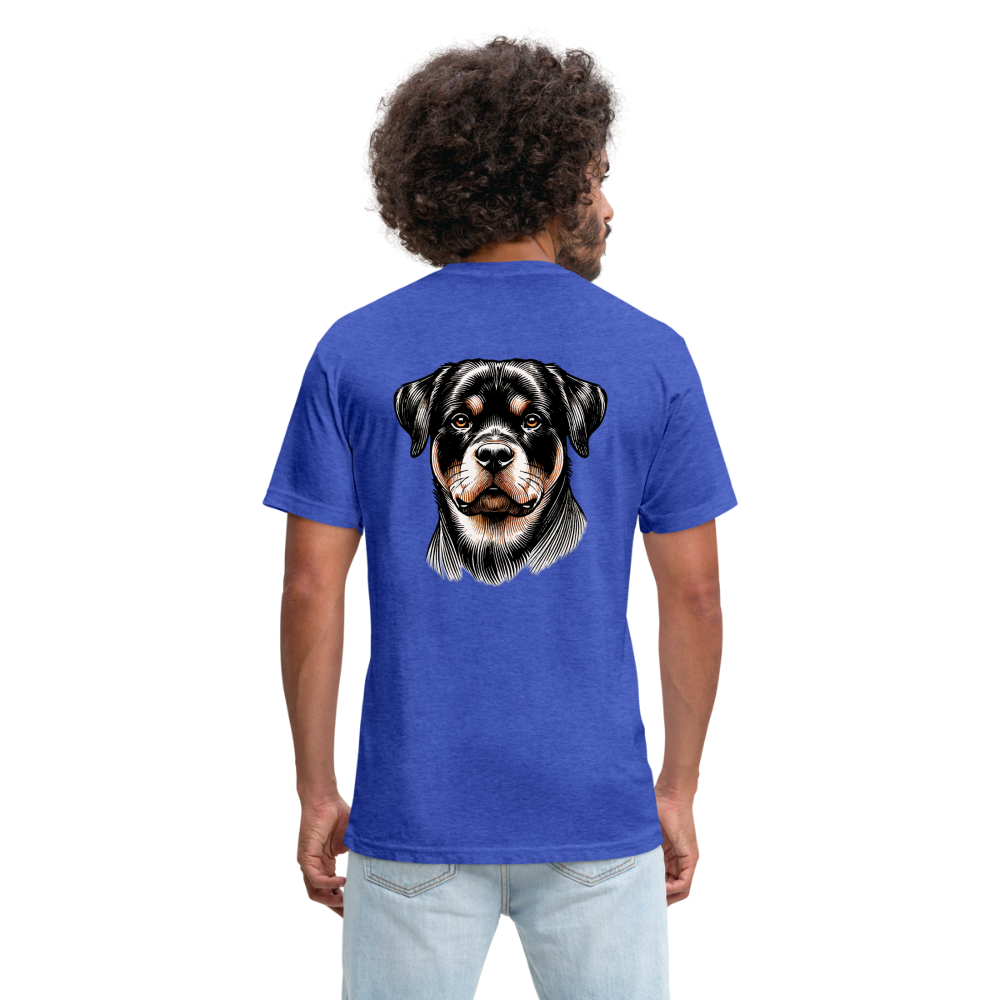 Fine Line Rottweiler Graphic Unisex Fitted Cotton/Poly T-Shirt with Logo - heather royal