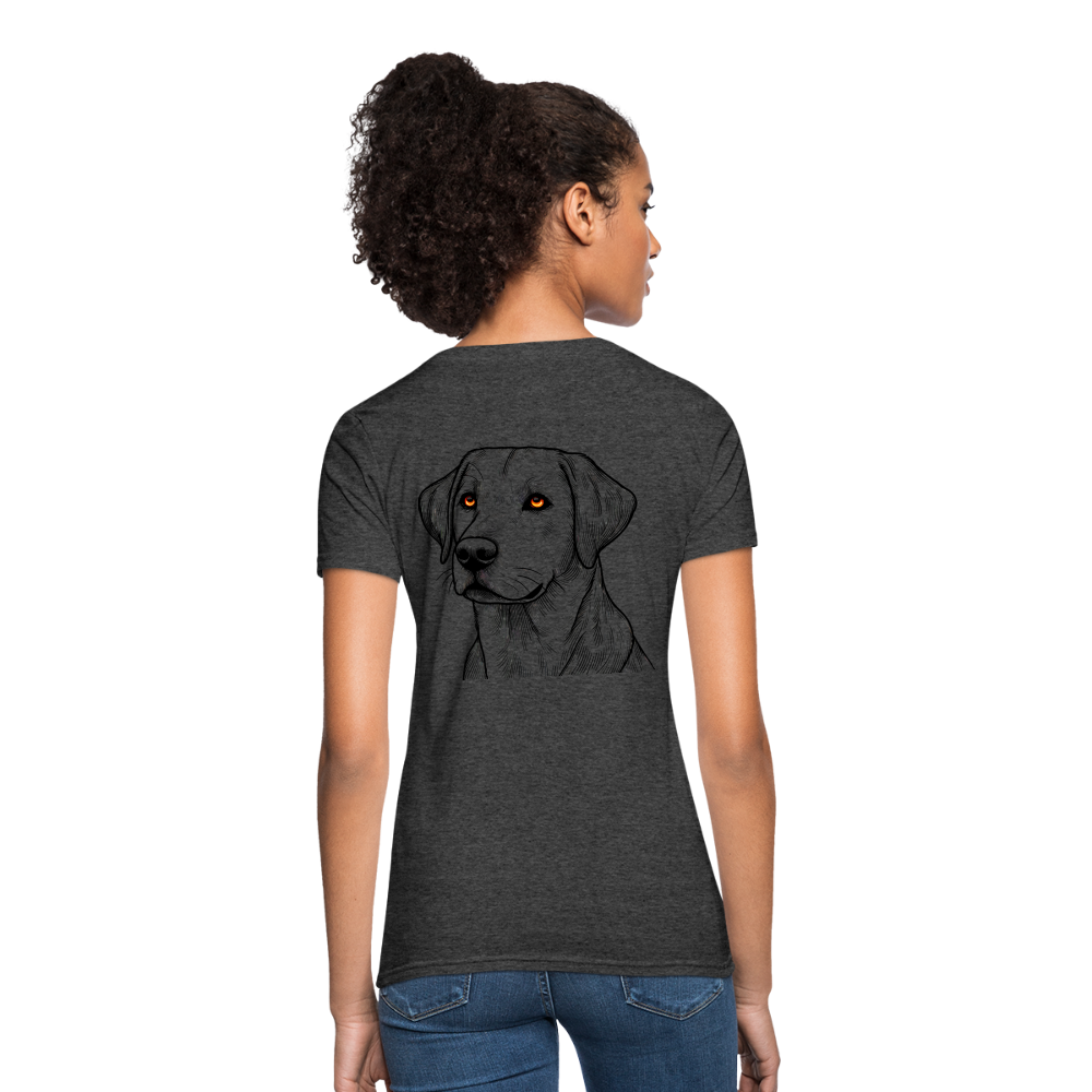 Women's Fine Line Labrador Graphic T-Shirt with Logo - heather black