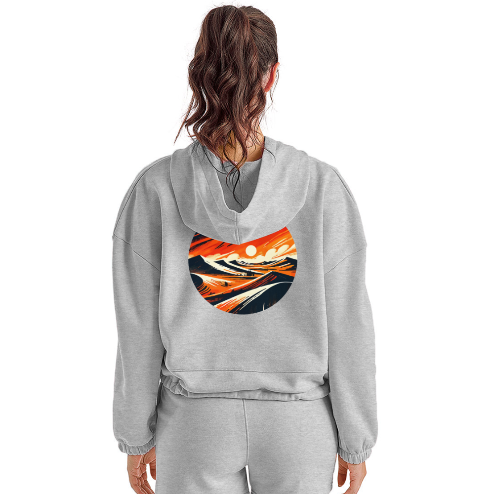 Women’s Desert Dunes Graphic Cropped Hoodie with Logo - heather gray