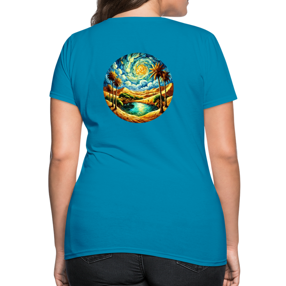 Women's Desert Oasis T-Shirt with Logo - turquoise