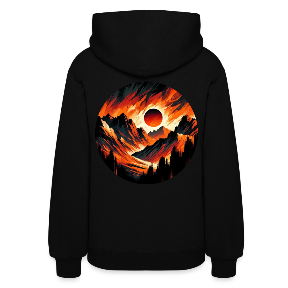 Women's Orange and Black Mountain Range Graphic Hoodie with Logo - black