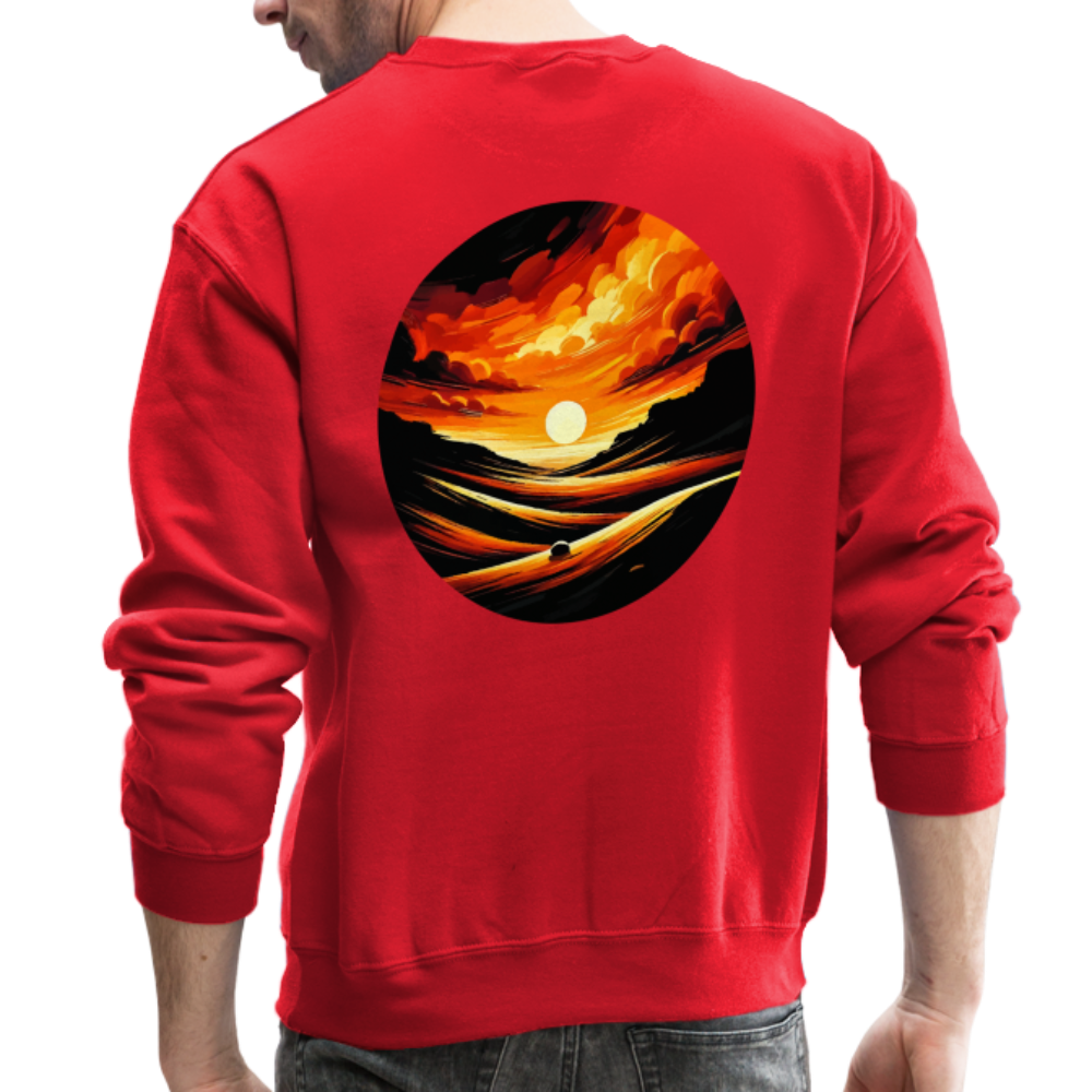 Desert Sunset Graphic Crewneck Sweatshirt with Logo - red